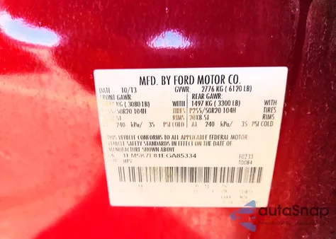 2014 Ford Explorer Limited из США, поврежденный, VIN 1FM5K7F81EGA85334